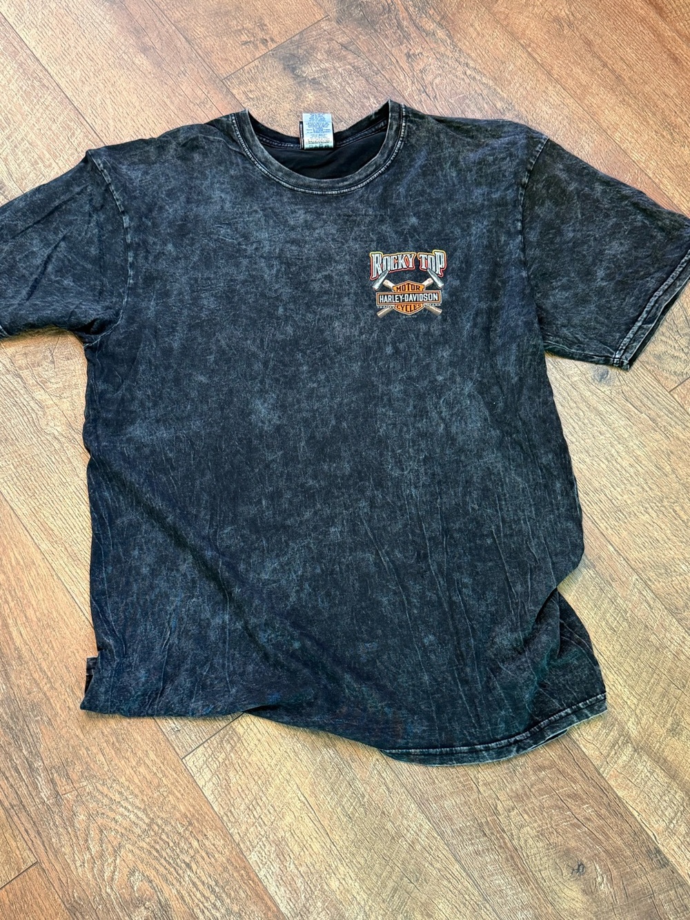 Harley-Davidson Black Mineral Wash Logo Tee with Orange Accent